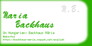 maria backhaus business card